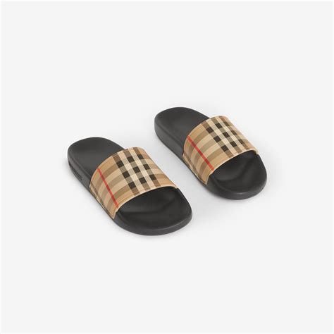 burberry cotton check slides|Burberry Check slides beige.